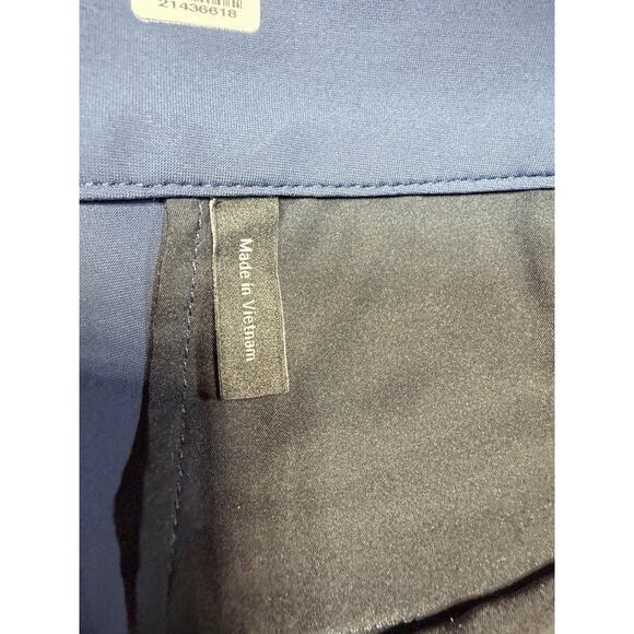 Theory Wide Leg Trousers Navy Blue Flat Front High Waist Modern Prep Women's 10 - Picture 5 of 9